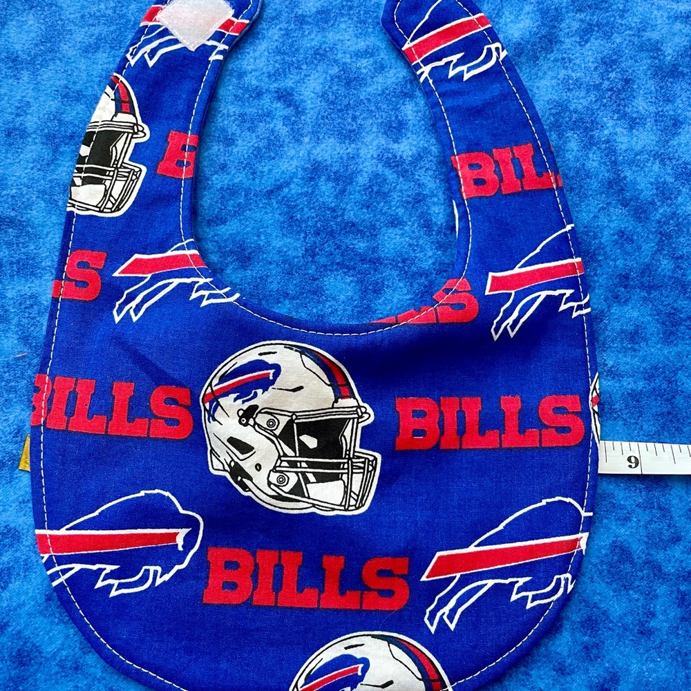 Buffalo Bills Football Baby Bib. Handcrafted. 100% Cotton Reversible Prewashed